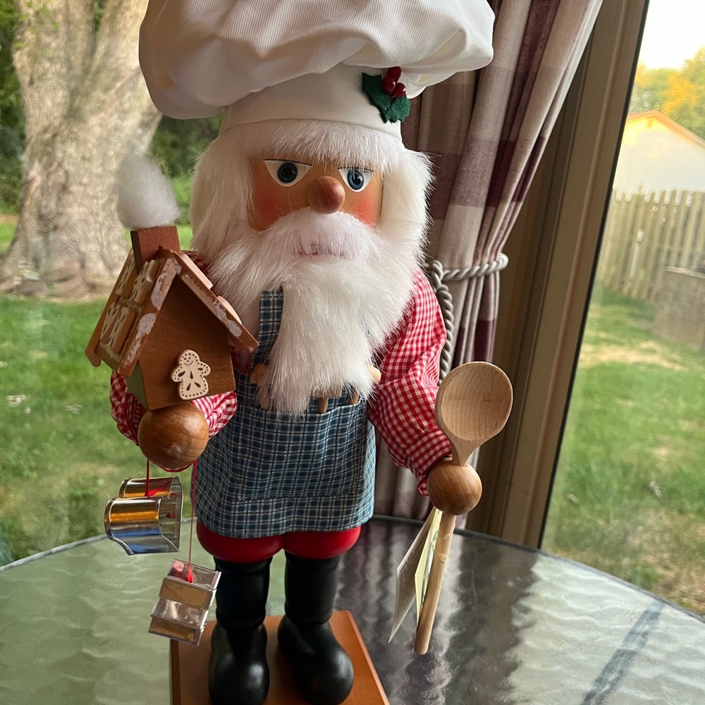 Festive Santa Nutcracker with Gingerbread House